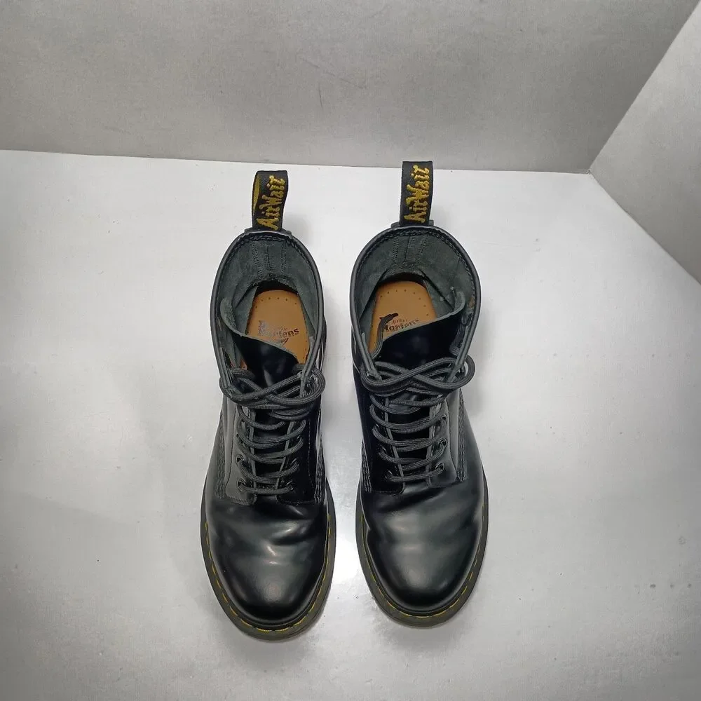 Dr Martens 11821 1460 Smooth Black Leather Combat Womens Boots Sz UK 7 US 9 Doc